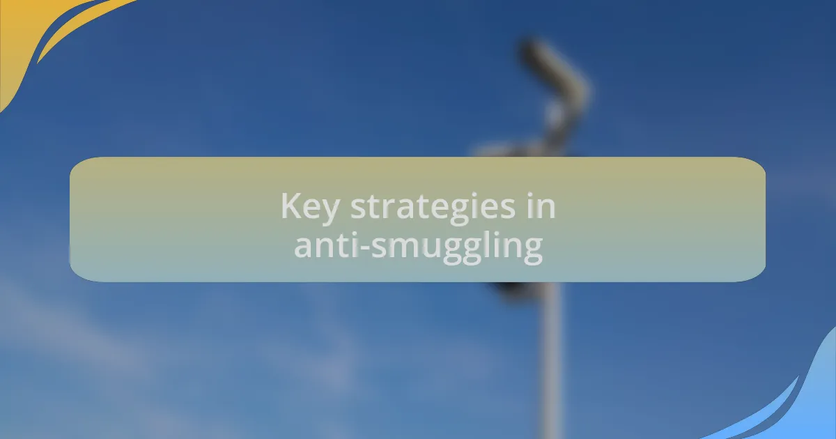 Key strategies in anti-smuggling