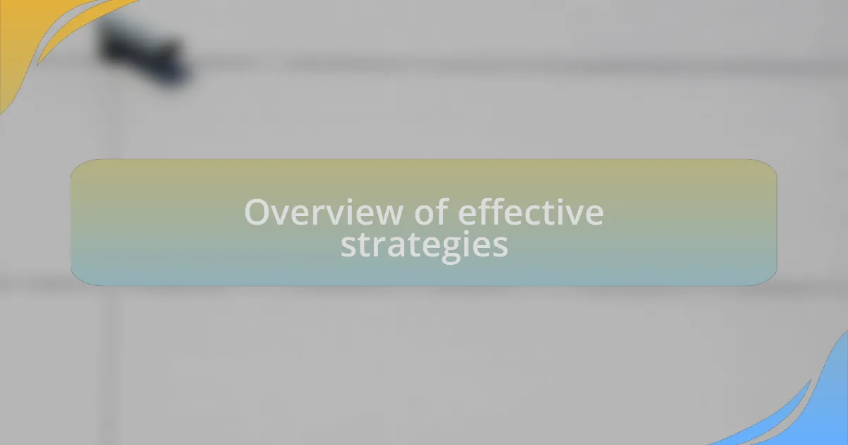 Overview of effective strategies
