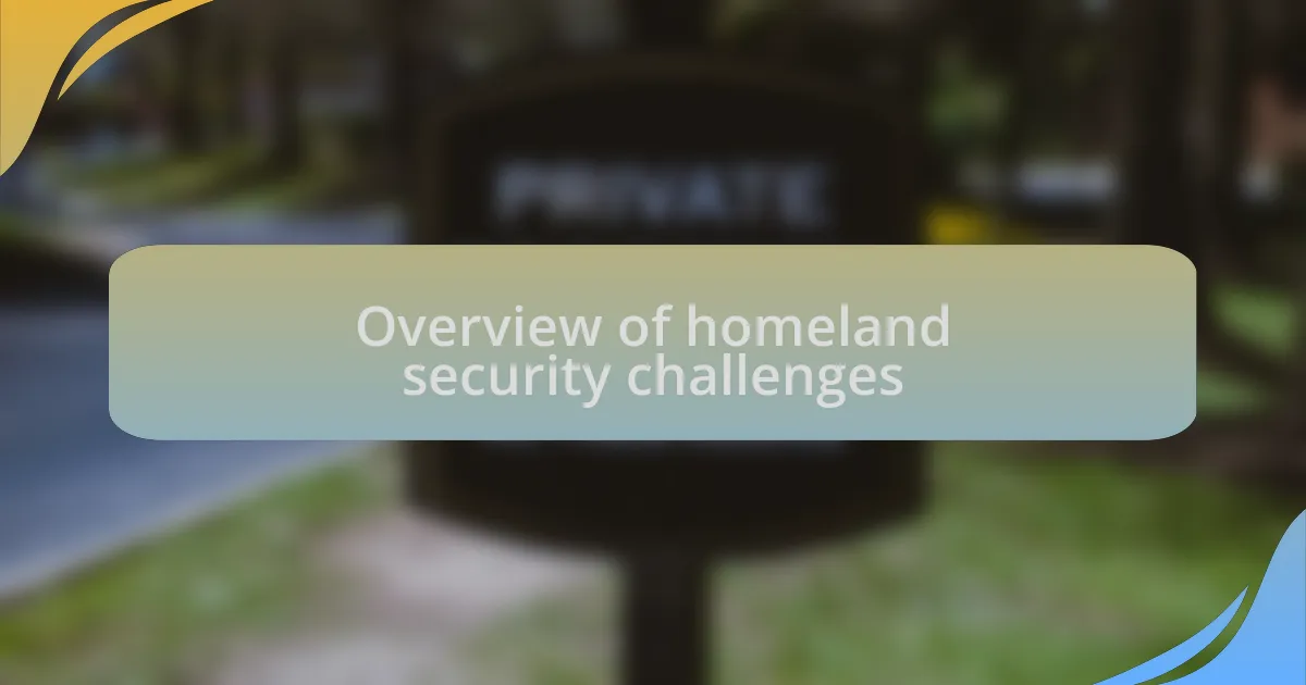 Overview of homeland security challenges