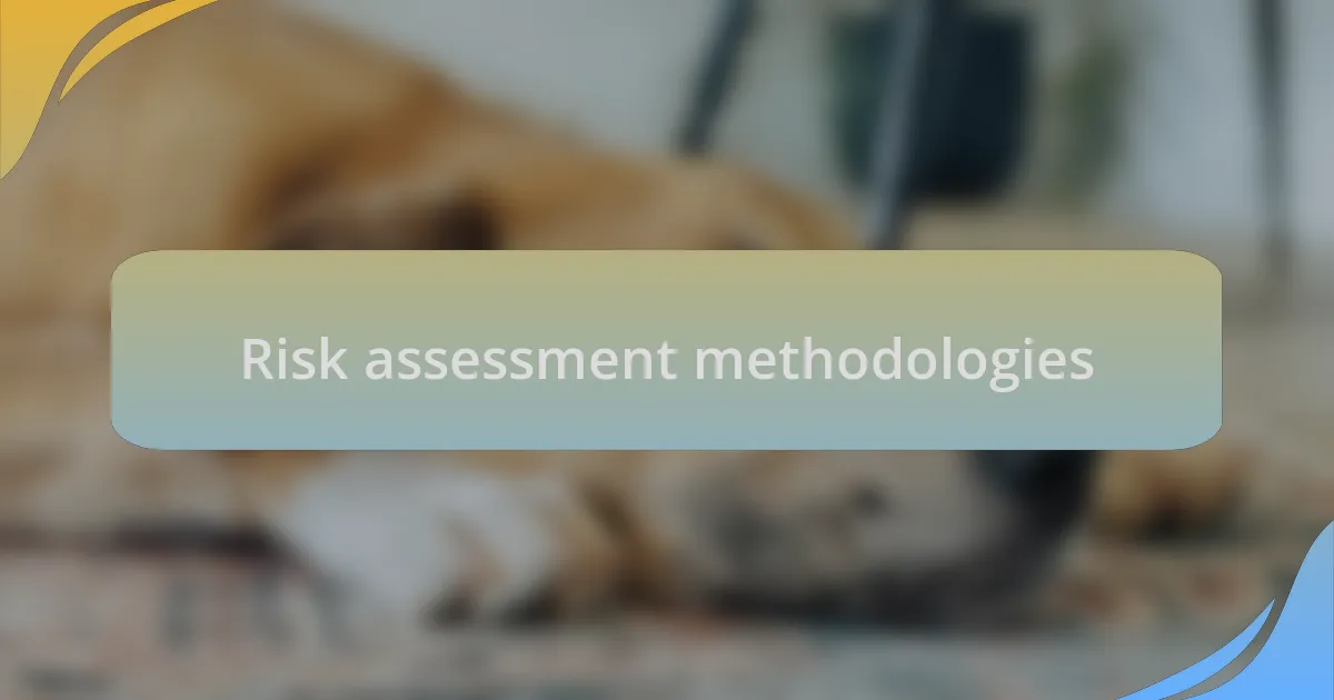 Risk assessment methodologies