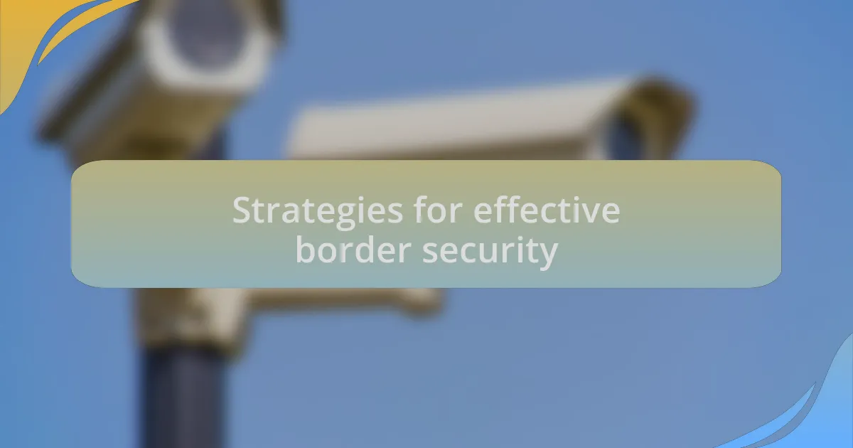 Strategies for effective border security