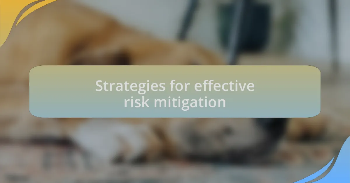 Strategies for effective risk mitigation