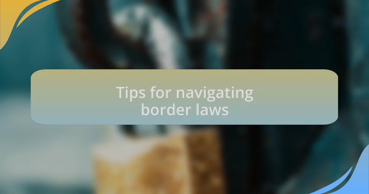 Tips for navigating border laws