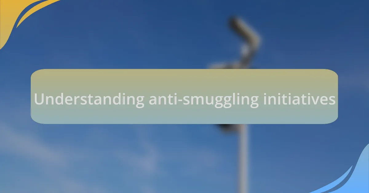 Understanding anti-smuggling initiatives