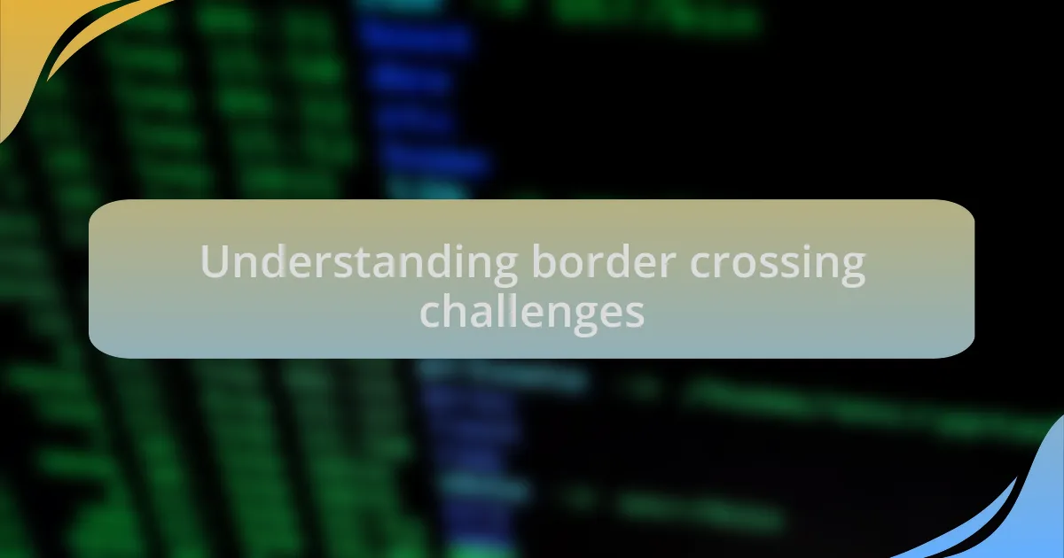 Understanding border crossing challenges