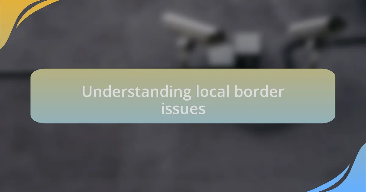 Understanding local border issues